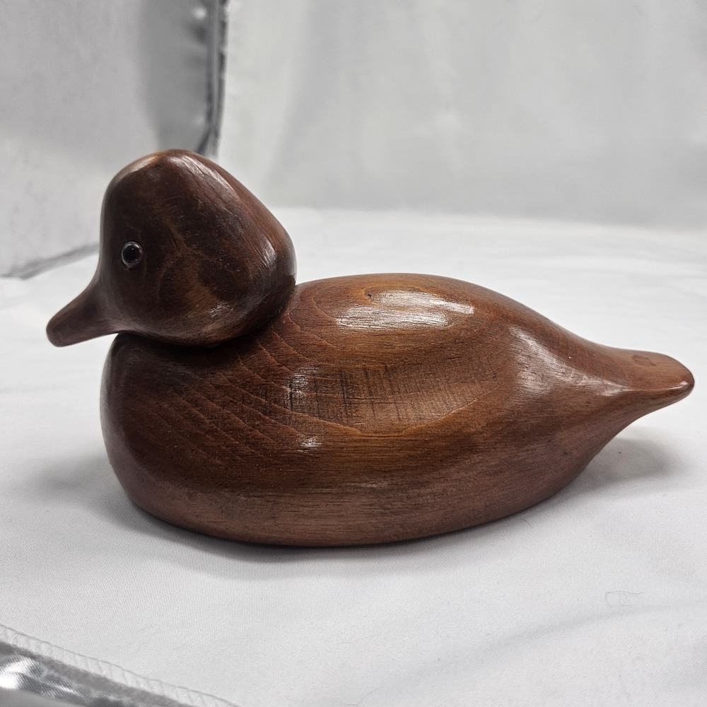Hand Carved Wooden Duck Decoy Figurine Folk Art Signed‎ DON KERN